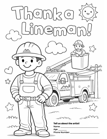 Thank a lineman coloring sheet